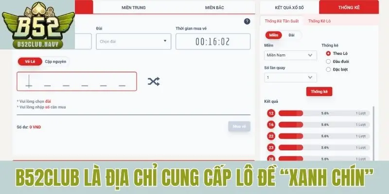 B52club là địa chỉ cung cấp lô đề “xanh chín”