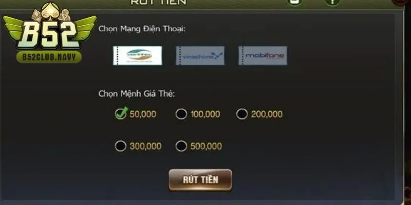 Điền thông tin rút tiền theo yêu cầu