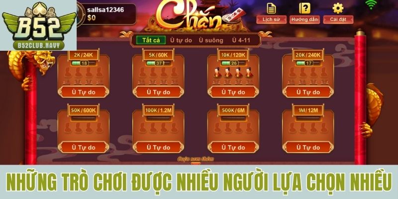 Những trò chơi được nhiều người lựa chọn nhiều nhất 